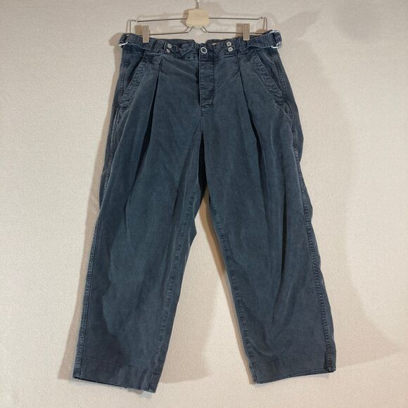 Anthropologie Pants Women's Sz 28 Charcoal Pleated Cropped Button Fly Pockets - Picture 1 of 10